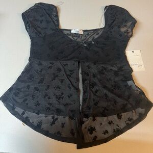 Electric Family Black Floral Mesh Chemise